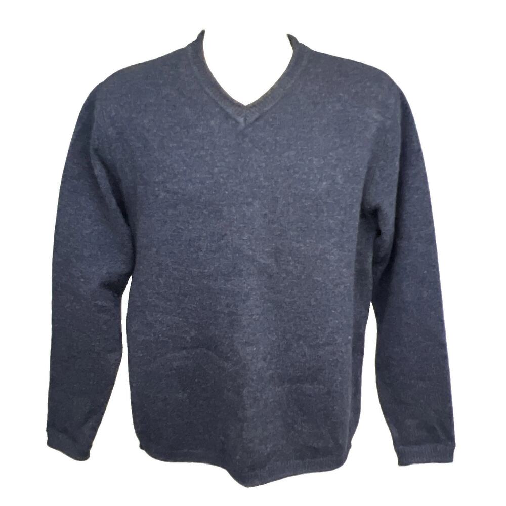 Togo Vintage Blue Lambswool V-Neck Pullover Sweater Mens Small Stretch Unisex